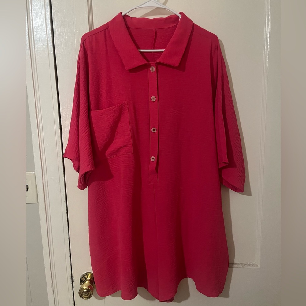 Vibrant Pink Button-Up Romper